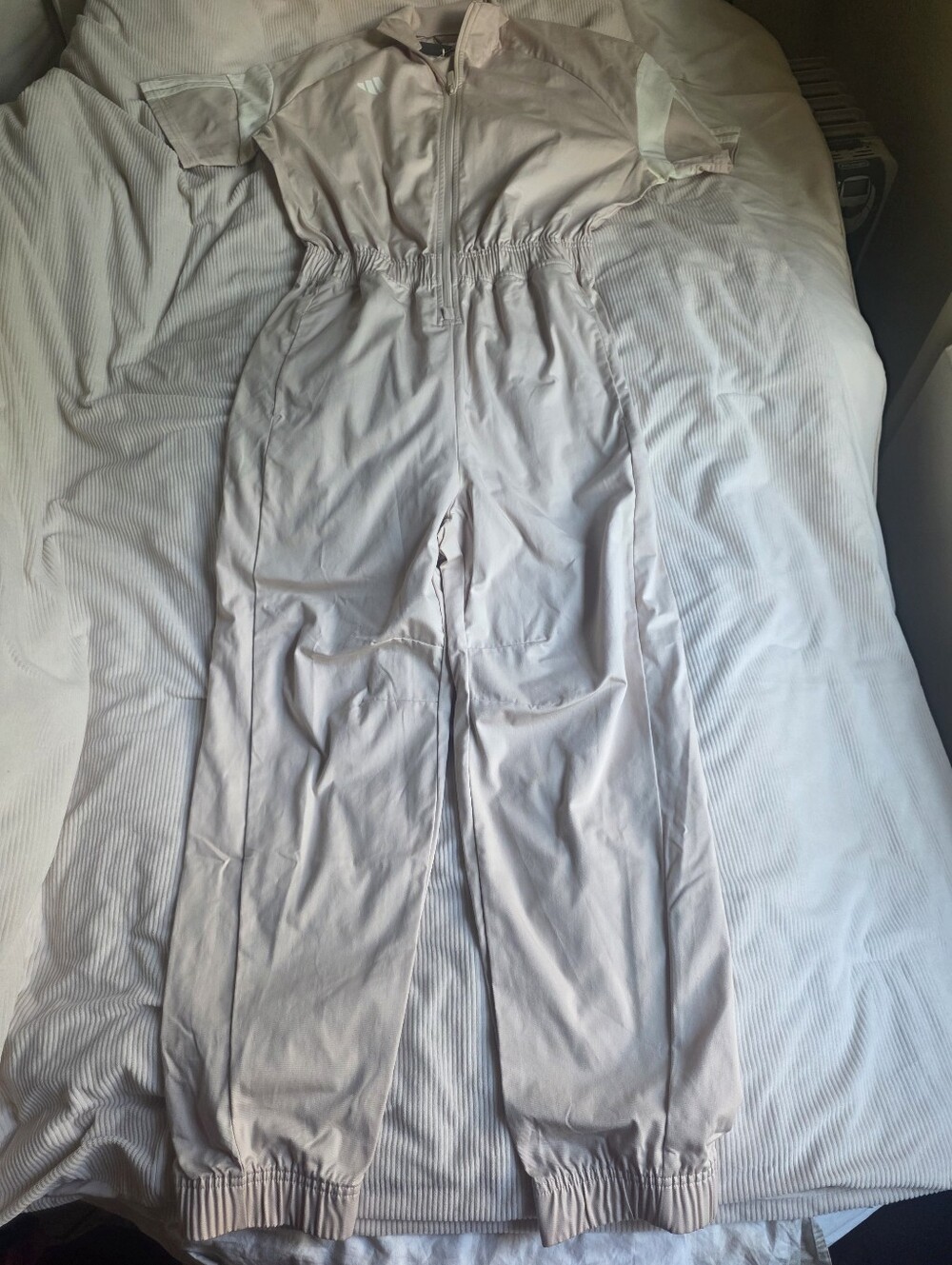 Adidas Women's Tiro Jumpuit Crystal Linen Off White Bnwt - Picture 2 of 9